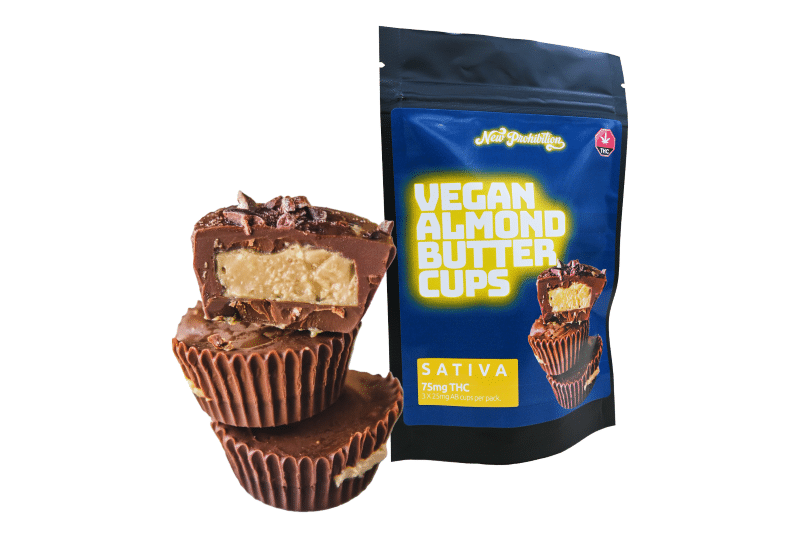 New Prohibition Sativa Vegan Almond Butter Cups – 75mg THC 1 sativa-almond-butter-cup2