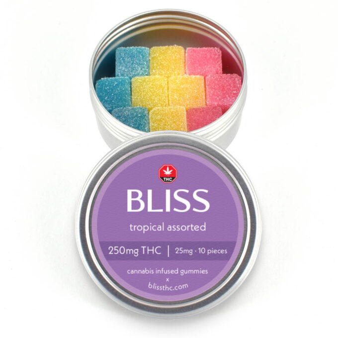 Bliss tropical assorted gummies 250mg for sale vancouver delivery canada wide weed