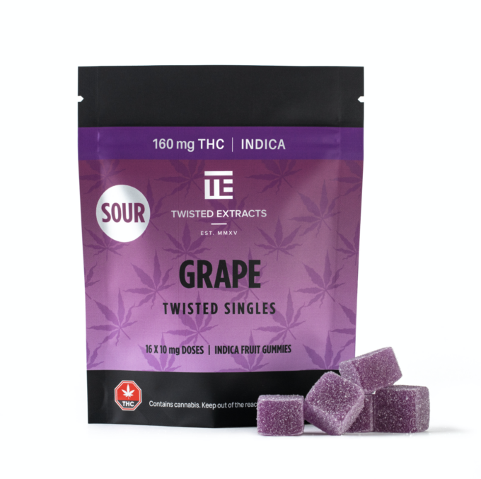 Twisted Extracts Grape Indica 160mg Sour Gummies for sale Vancouver Canada